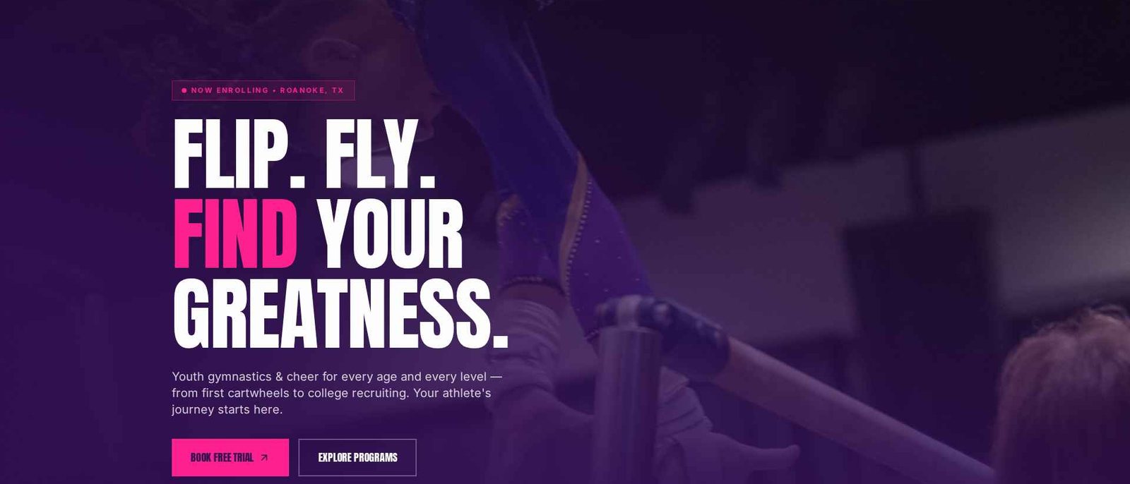 U.S. Gold Gymnastics & Cheer Academy homepage — Flip. Fly. Find your greatness.