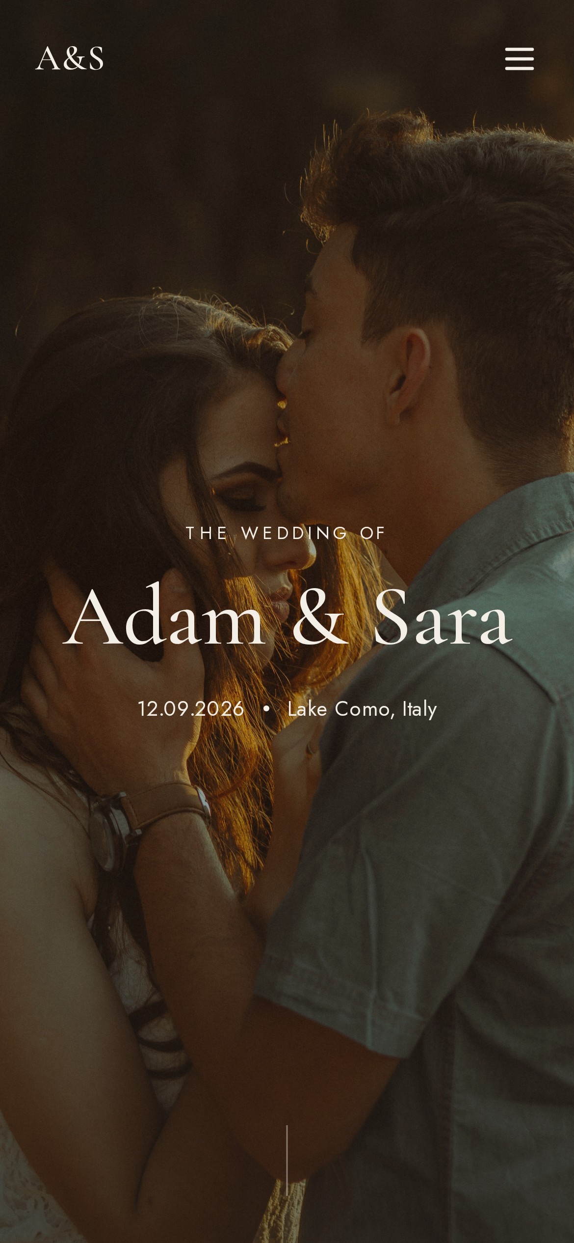 Adam & Sara — live wedding invitation demo, Signature tier