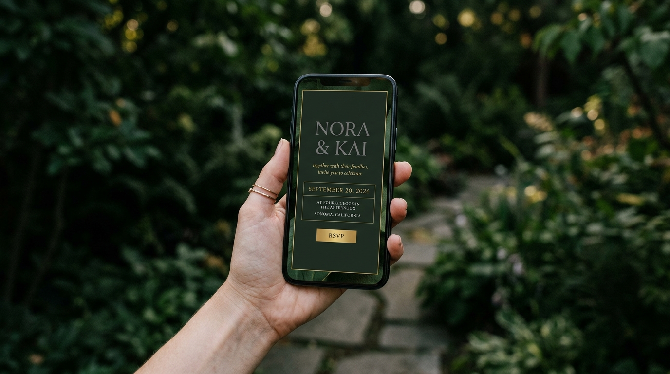 Moody dark wedding invite